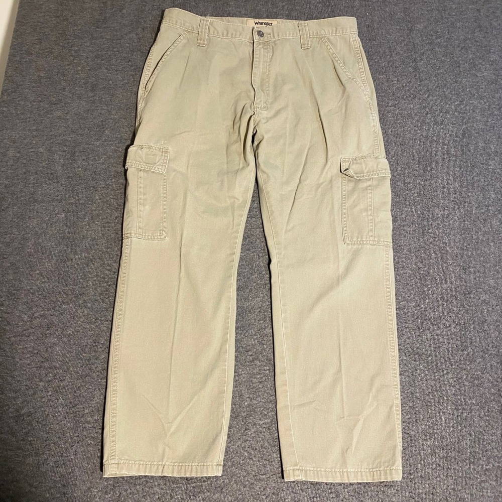 Wrangler Authentics Mens Cargo Pants Khaki Tan Cotton Twill 36x28 ZM6LGBH